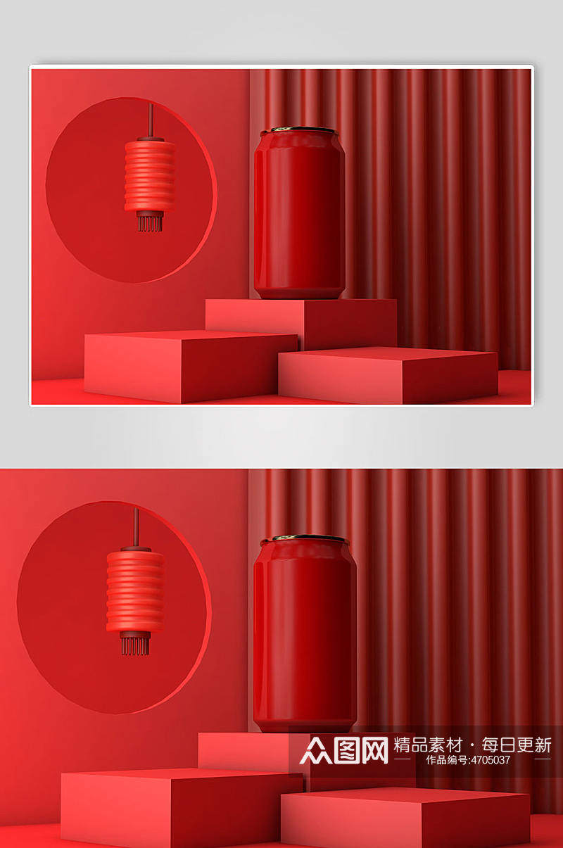 饮料易拉罐模型电商场景摄影图样机素材