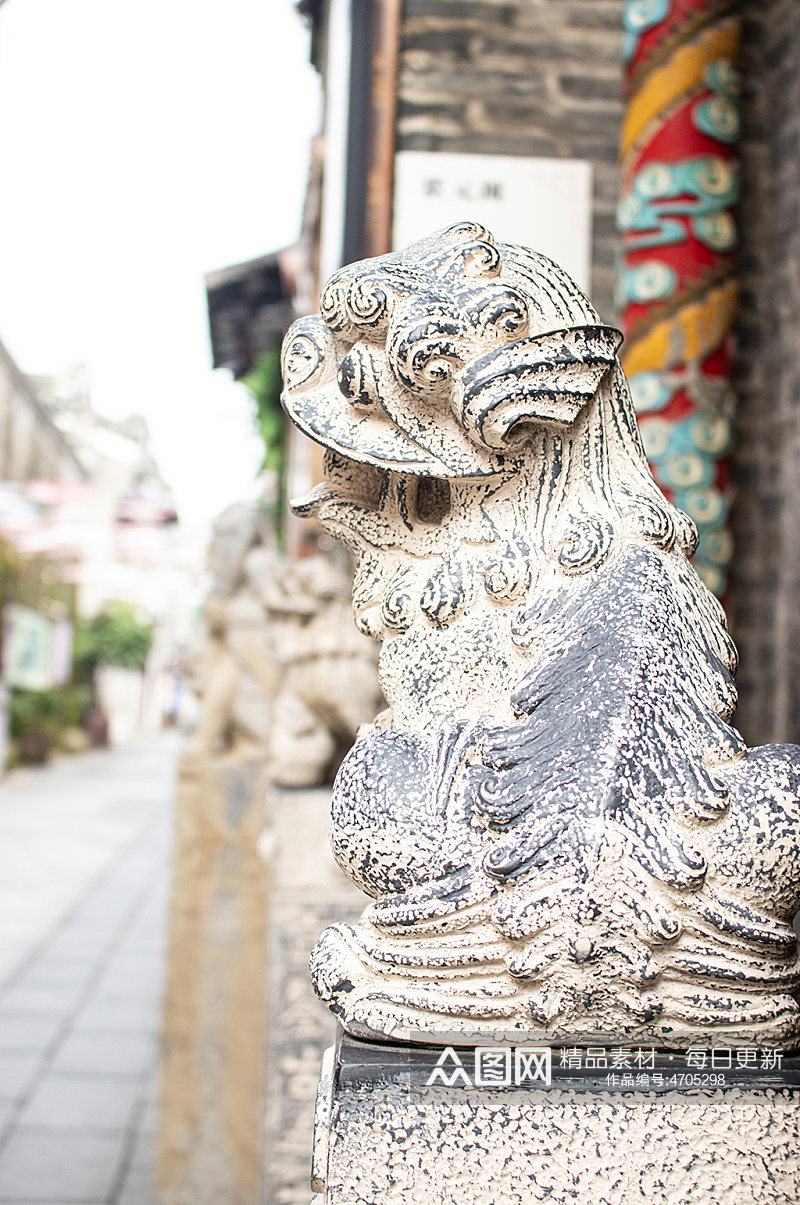 中国传统文化辟邪物品石狮子风景摄影图素材素材