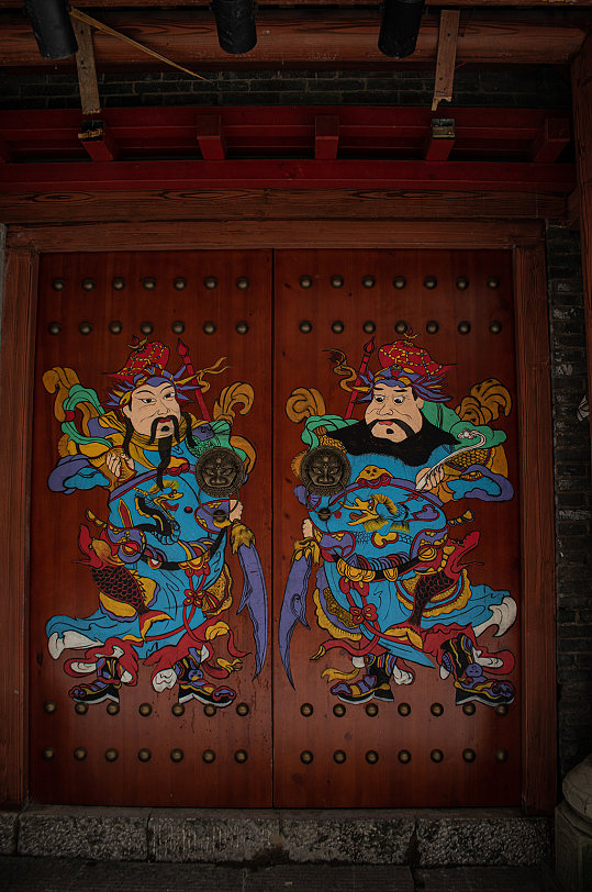 中式传统门神风景摄影图素材