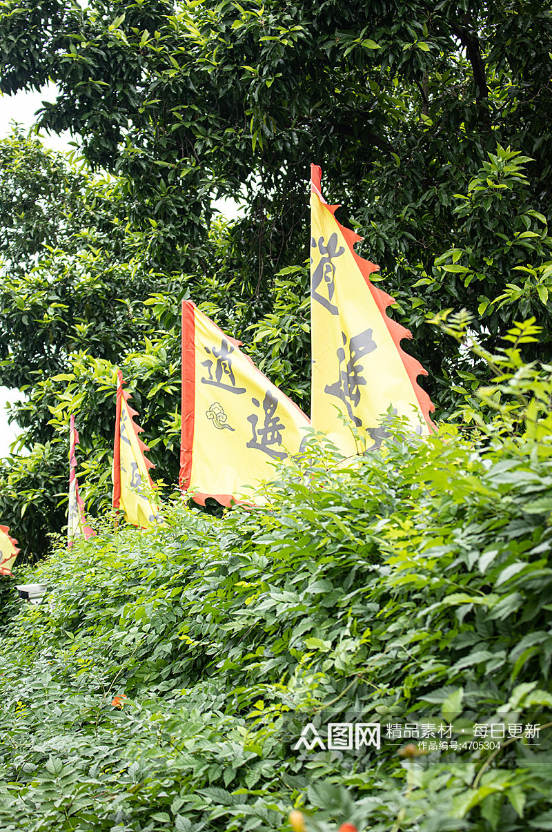 中国风传统旗帜风景摄影图素材素材