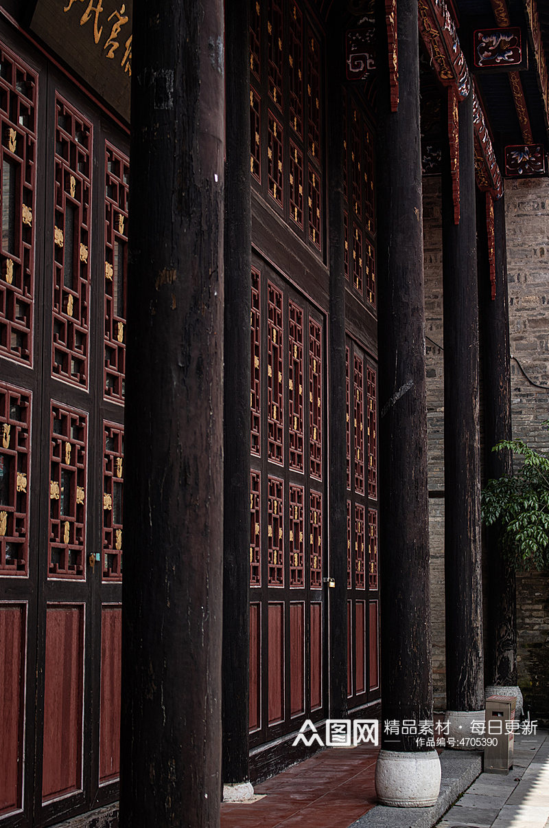 中式传统雕花窗走廊户风景摄影图素材素材
