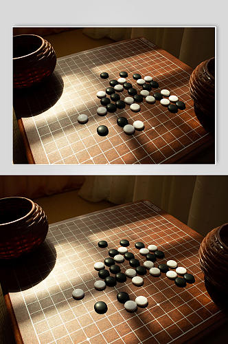 中式传统五子棋围棋盘风景摄影图素材