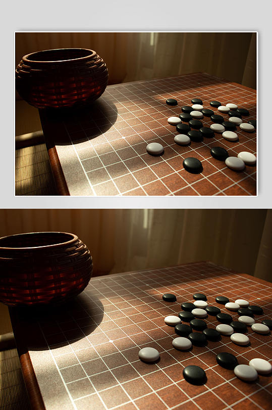 中式传统五子棋围棋盘风景摄影图素材