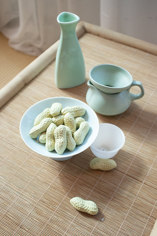 茶几下午茶香酥花生茶具风景摄影图素材-众图网