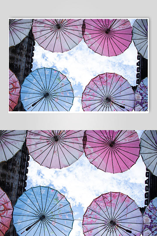 中国风油纸伞花伞风景摄影图素材