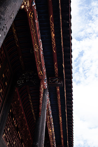 中式传统雕花屋檐风景摄影图素材