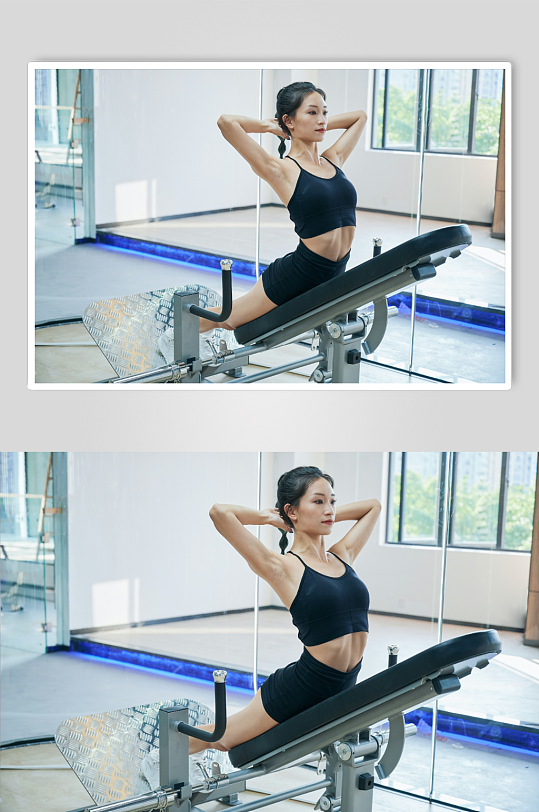 体育健身房人物拉伸运动精修摄影图片-众图网