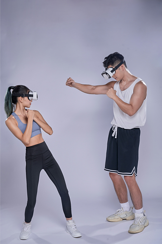 体育健身人物VR格斗眼镜运动精修摄影图片