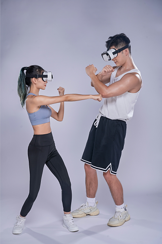 体育健身人物VR眼镜格斗运动精修摄影图片