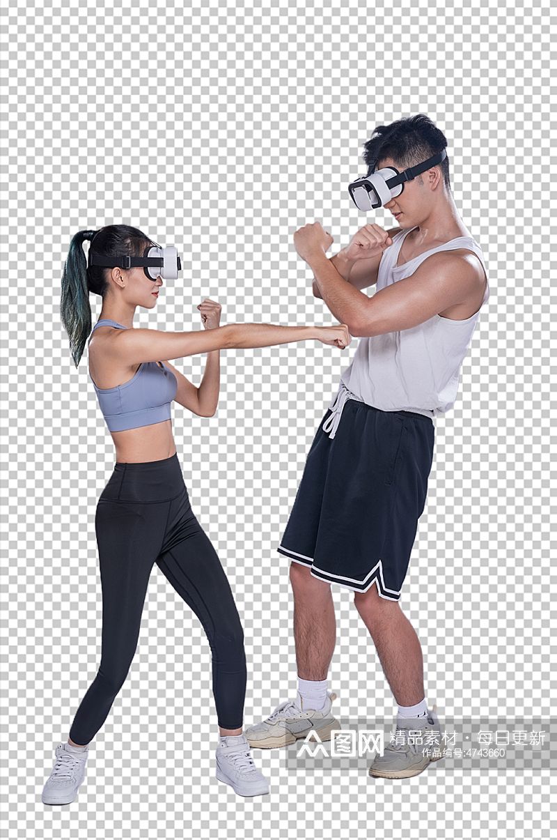 体育健身房人物VR眼镜格斗免抠商业摄影图素材