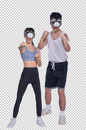 体育健身房人物VR眼镜格斗免抠商业摄影图