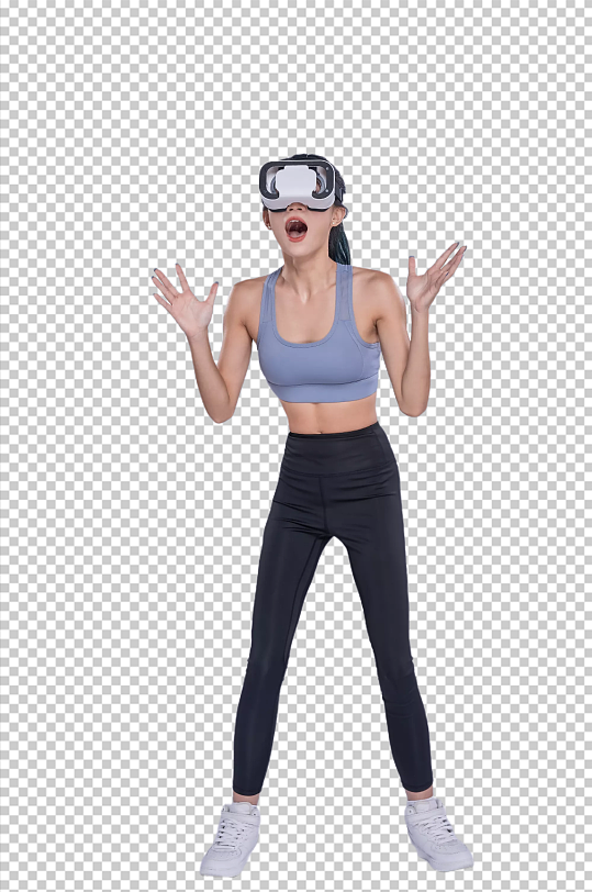 体育健身房人物VR眼镜惊呼运动免抠摄影图