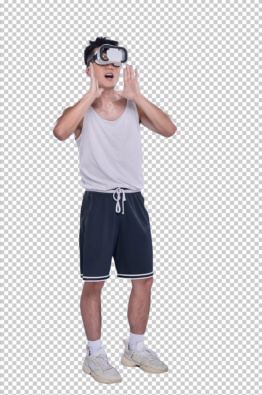 体育健身房人物vr眼镜运动尖叫免抠摄影图