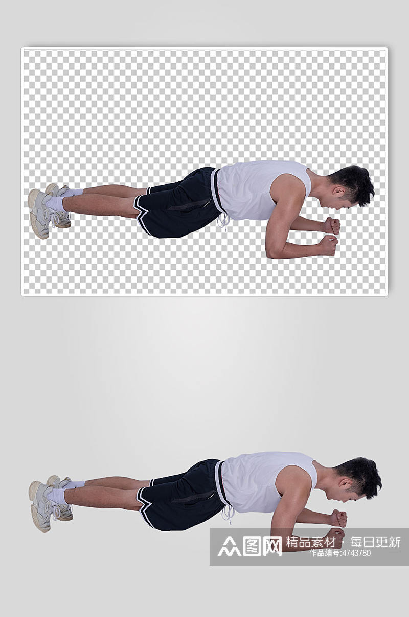 体育健身健身房人物平板支撑运动免抠摄影图素材