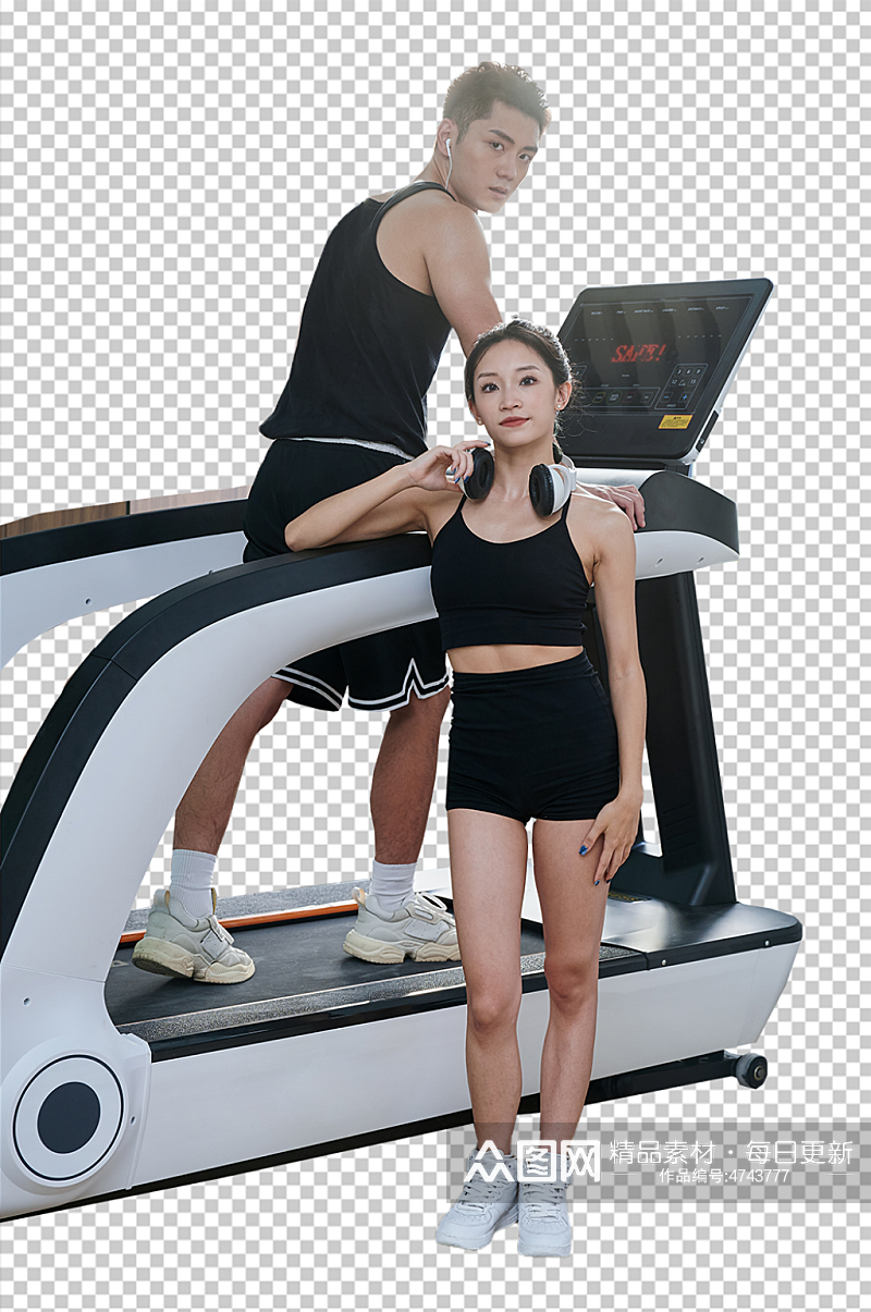 体育健身健身房人物跑步机运动免抠摄影图素材