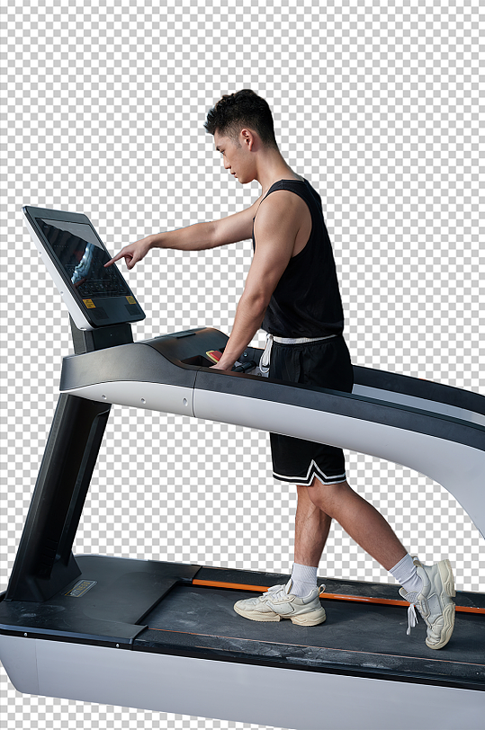 体育健身健身房人物跑步机运动免抠摄影图