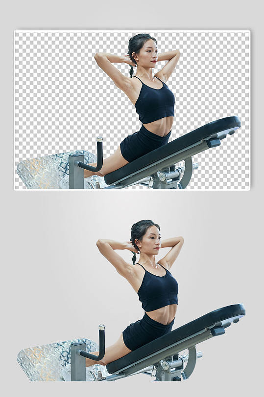 体育健身健身房人物卷腹运动免抠摄影图-众图网