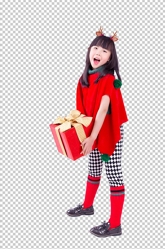 可爱的圣诞小女孩免抠PNG摄影图-众图网