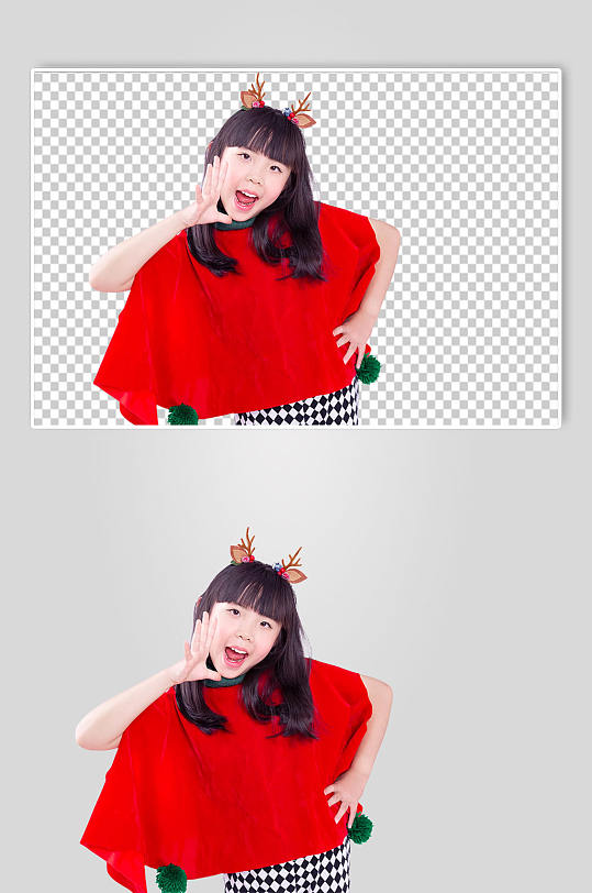 可爱的圣诞小女孩呐喊免抠PNG摄影图-众图网