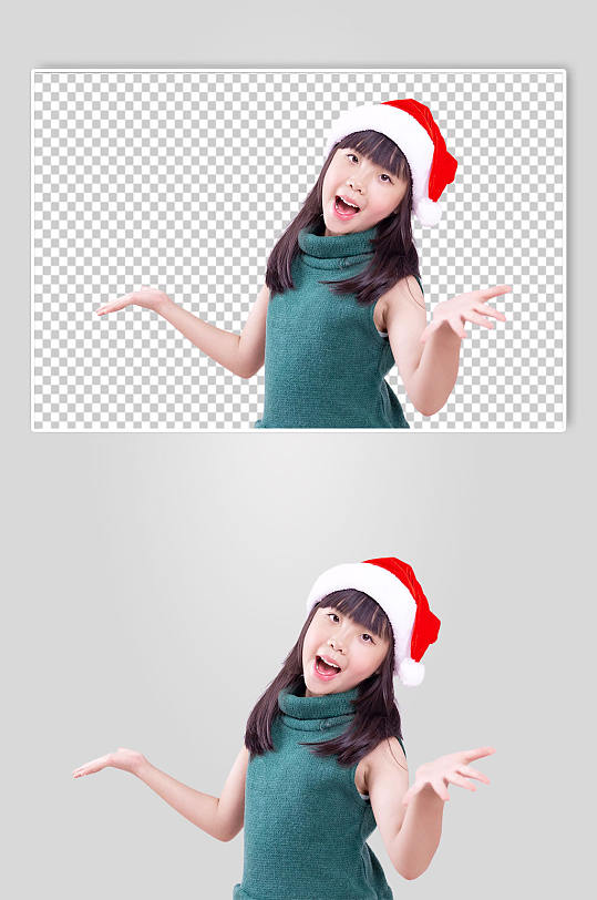 可爱绿衣服圣诞小女孩免抠PNG摄影图片-众图网