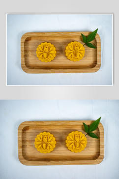 中秋节流心月饼美食摄影图片