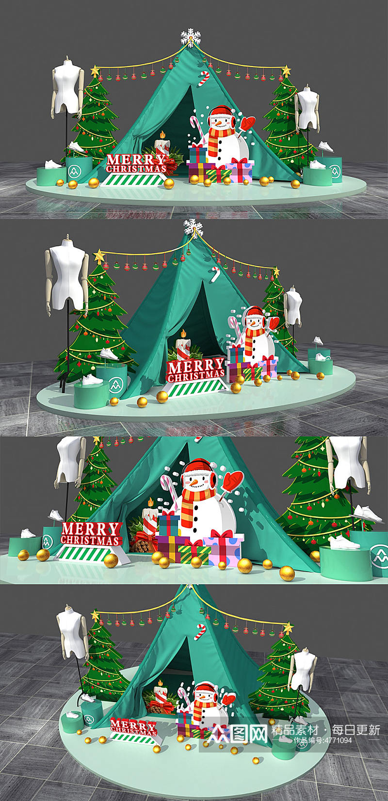 创意帐篷圣诞节日氛围圣诞节商场美陈设计素材