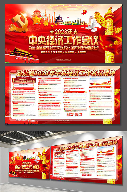 大气2023中央经济工作会议党建展板-众图网