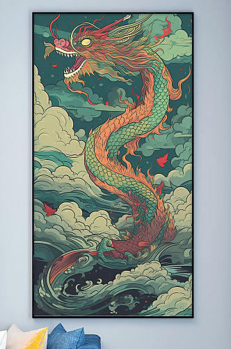 中国风红色国潮鸳鸯装饰画