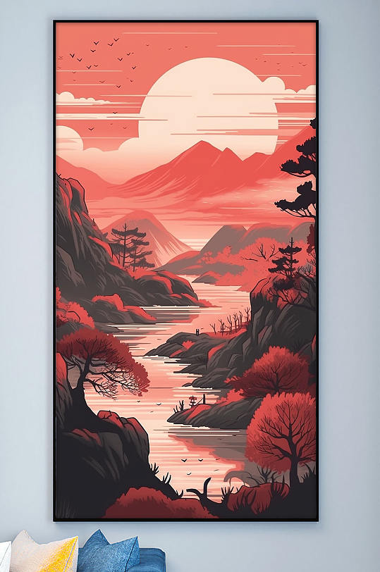 意境禪意山川中國(guó)風(fēng)風(fēng)景裝飾畫