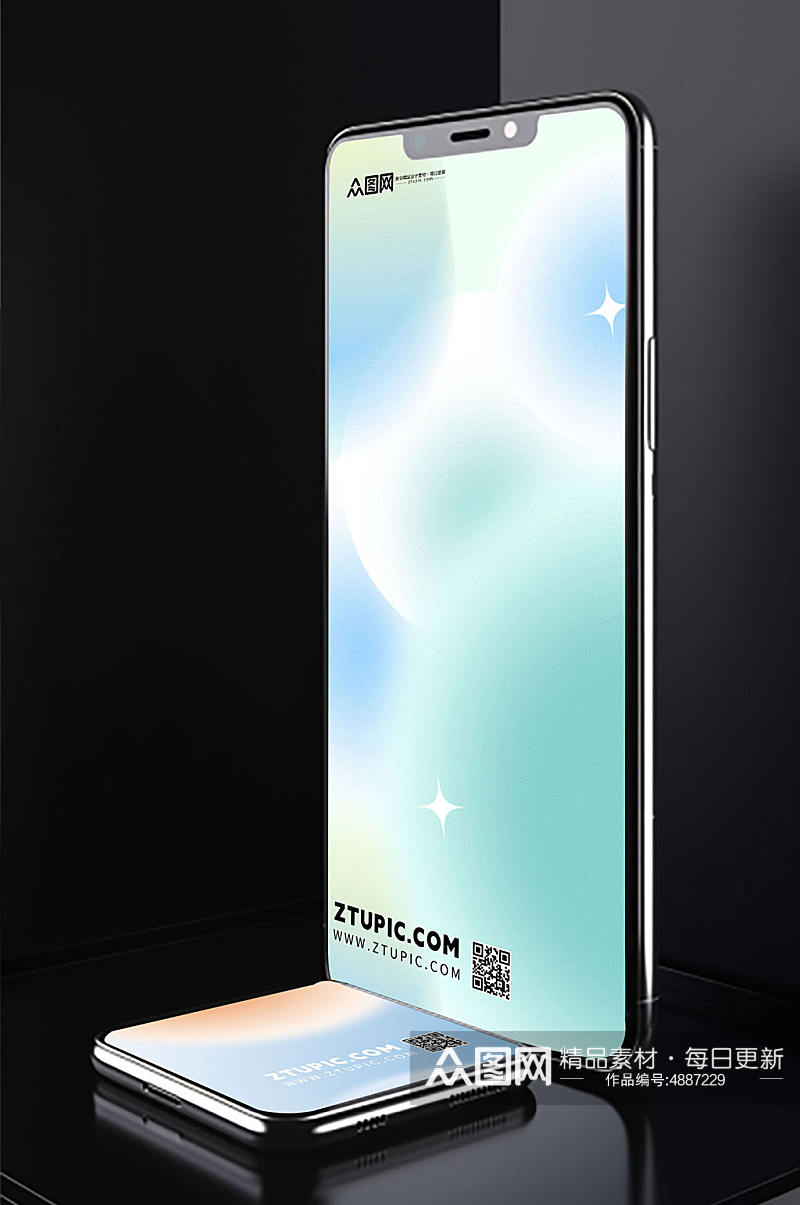 彩色手机模型手机UI展示海报样机模板设计素材