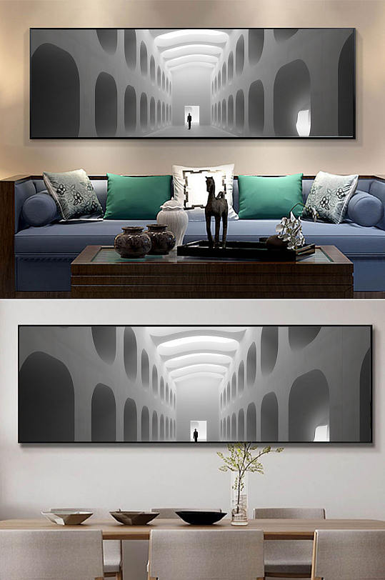 手绘工业建筑模型空间图片玄关装饰画-众图网