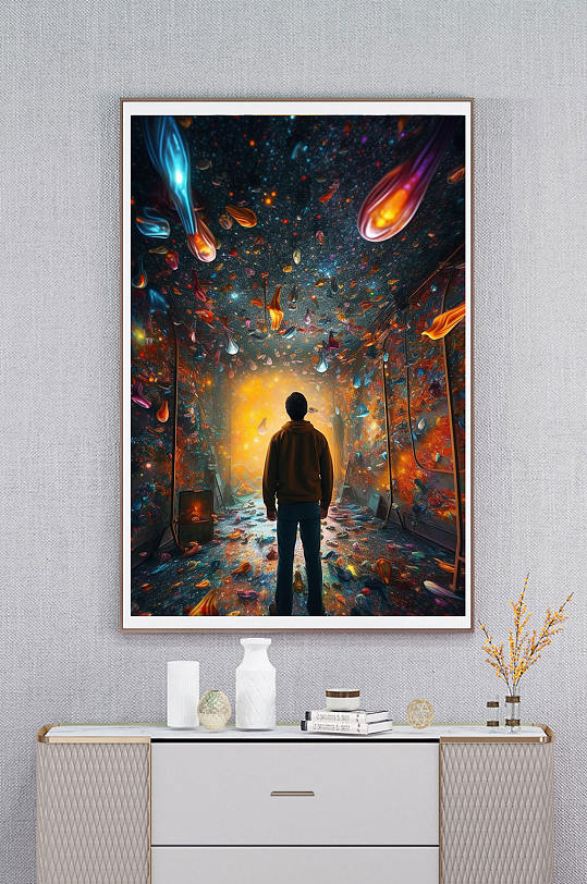 绚烂奇幻魔幻空间人物插画玄关装饰画-众图网