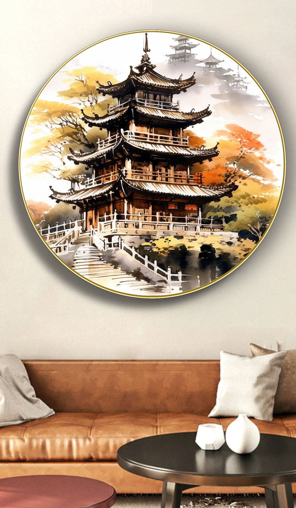 创意中国风水墨山水风景插画新中式装饰画素材