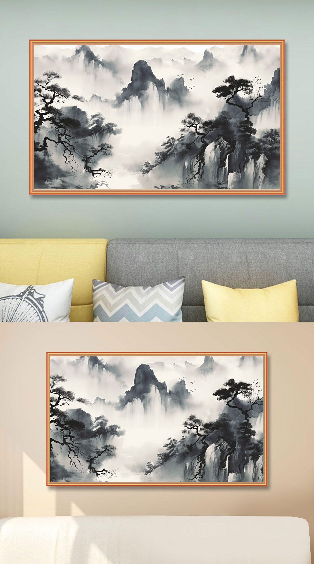 高清中国风水墨山水画装饰画新中式装饰画素材