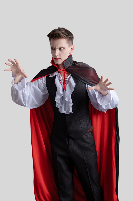 魔法师装扮外国男模万圣人物PNG免抠元素