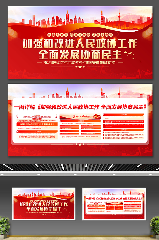 加强和改进人民政协工作党建展板-众图网