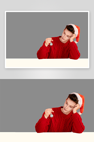 红色毛衣外国男生圣诞节人物免抠PNG元素