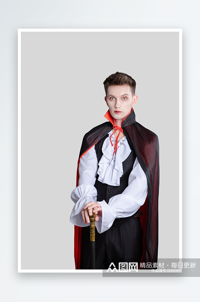 魔法师装扮外国男模万圣人物PNG免抠元素素材