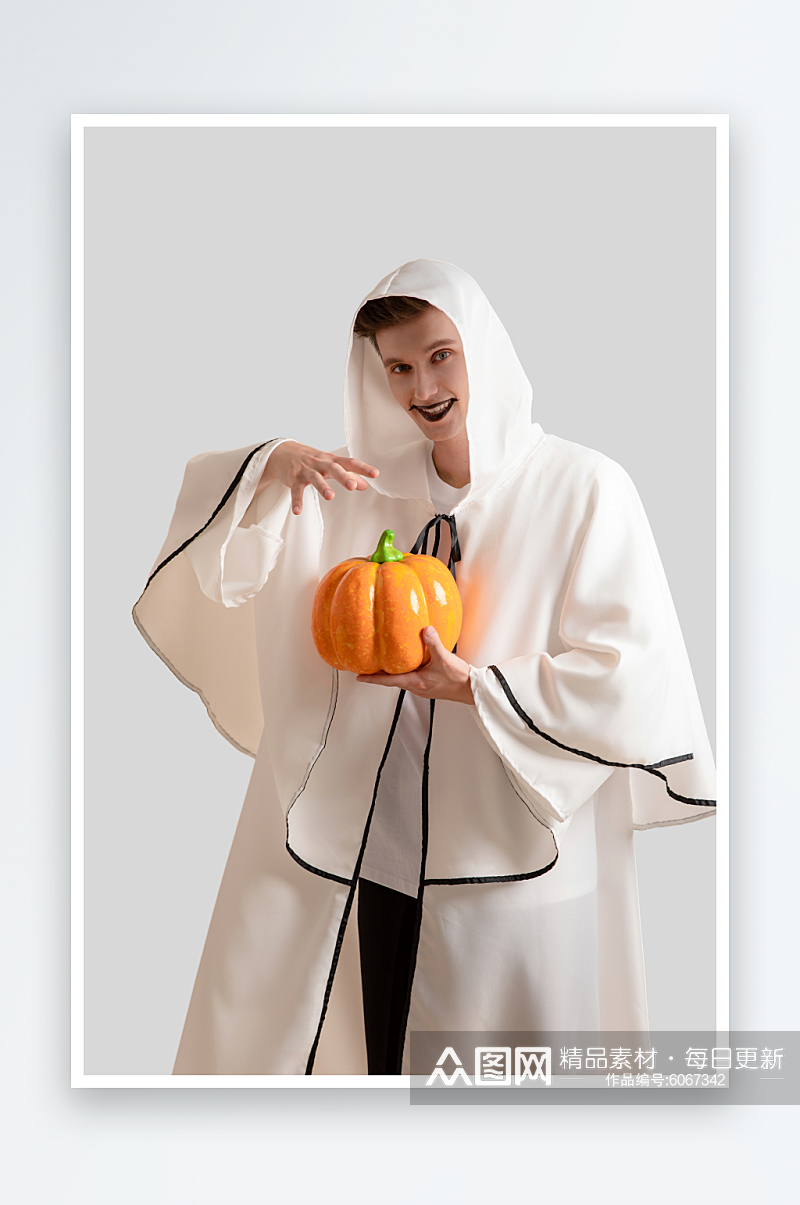 幽灵装扮外国男模万圣节人物PNG免抠元素素材