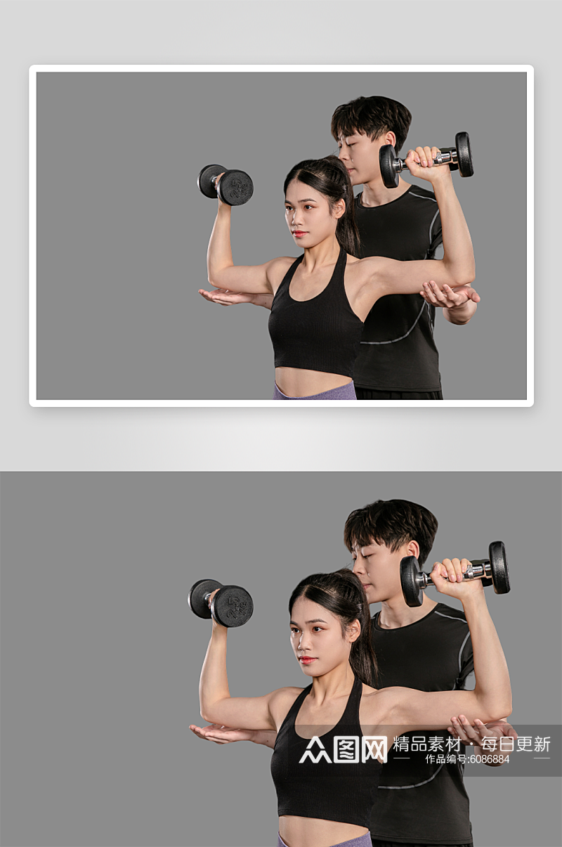 健身房男女健身教房人物摄影PNG免抠元素素材