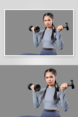 深蹲健身房女性人物摄影PNG免抠元素