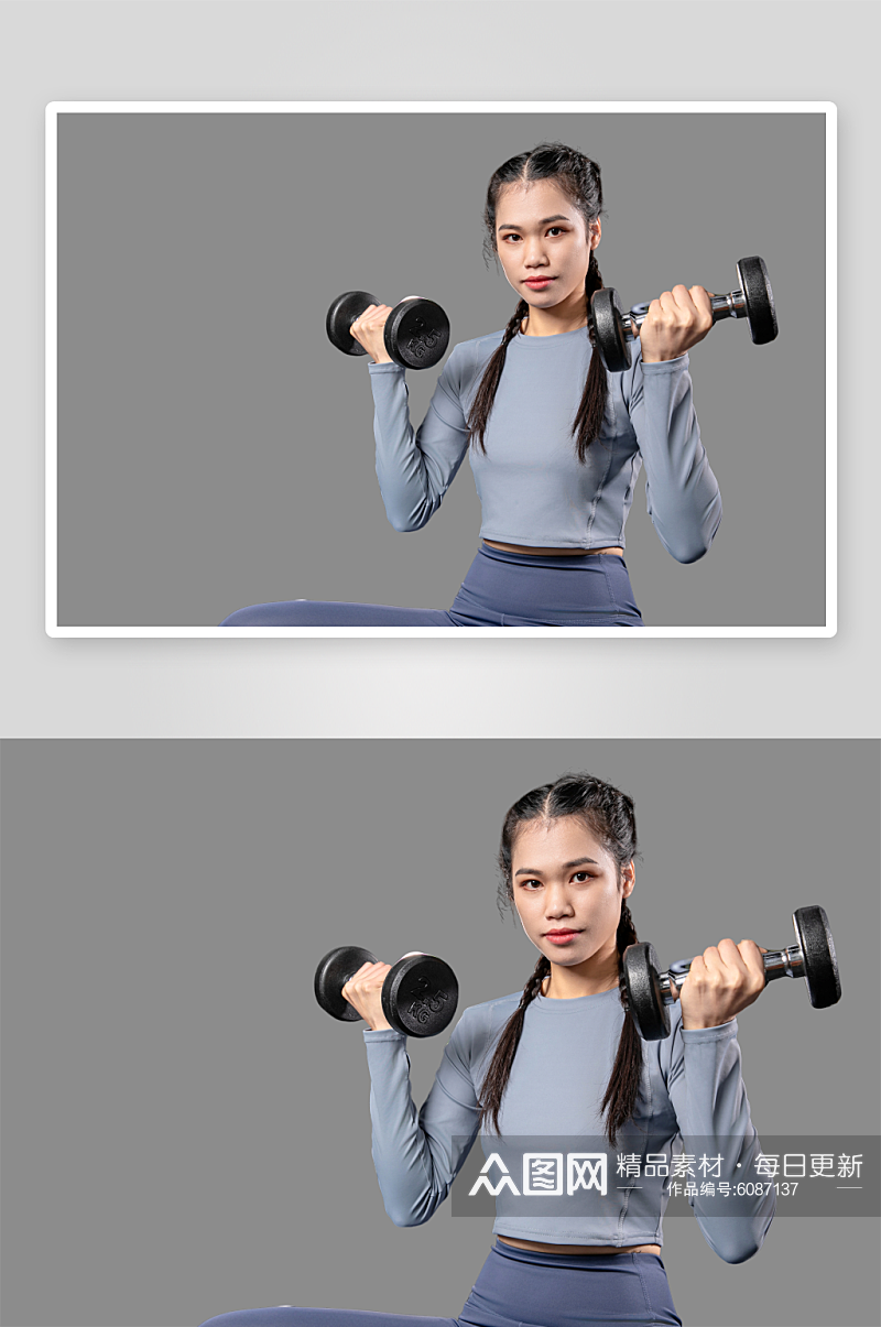 深蹲健身房女性人物摄影PNG免抠元素素材