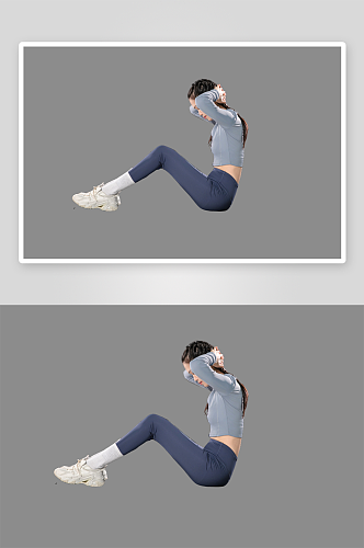 仰卧起坐健身房女性人物摄影PNG免抠元素