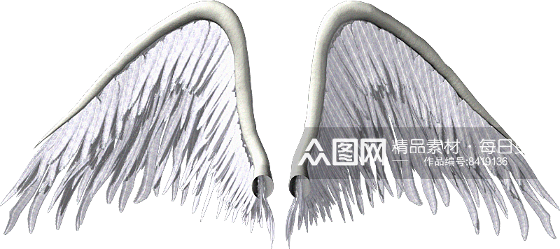 白色唯美天使翅膀白色羽毛免抠素材素材