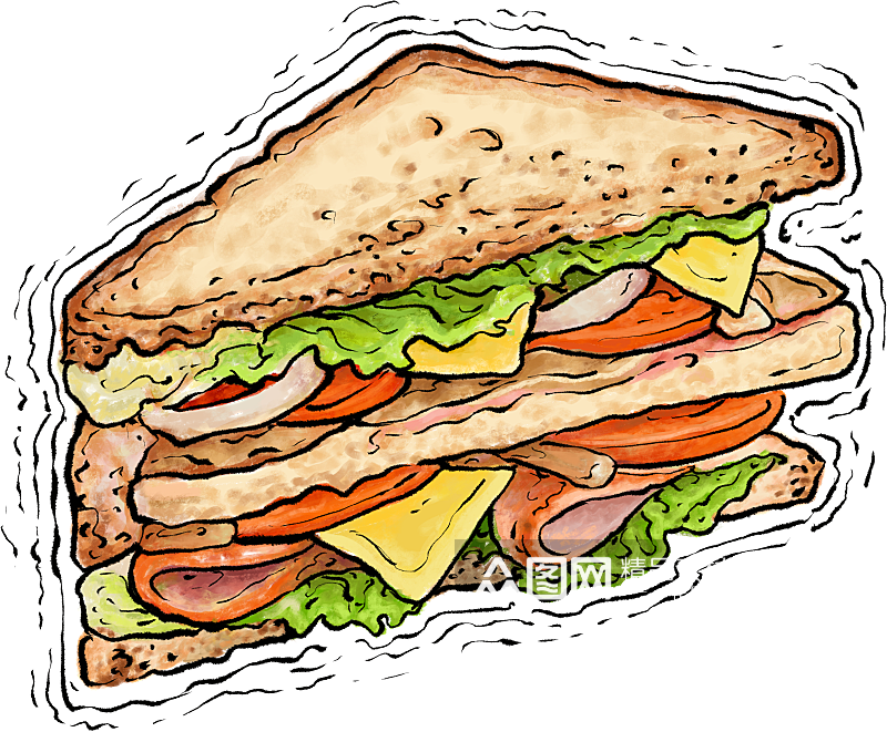 卡通手绘西式快餐菜单插图插画png图片素材