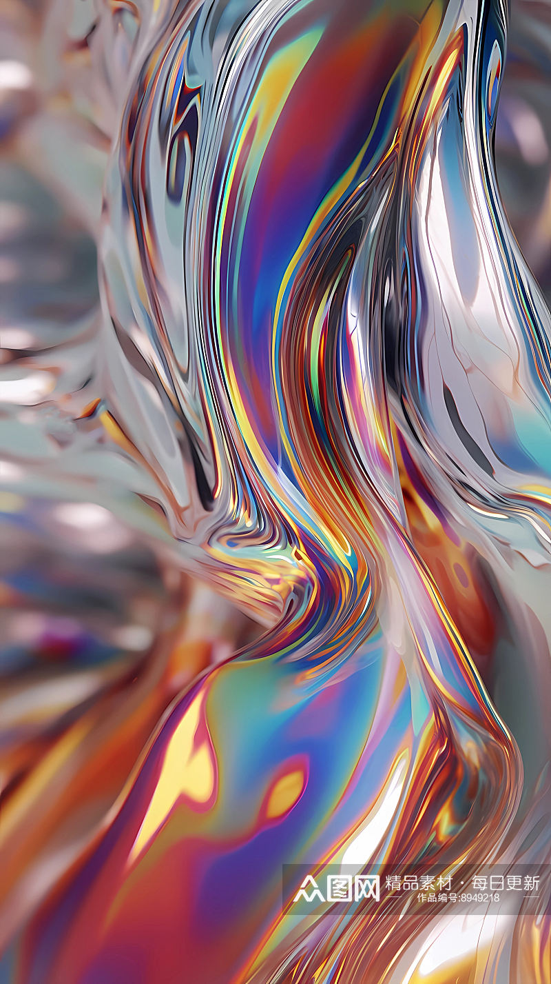 潮流迷幻视觉冲击力3D液体流体抽象背景素材