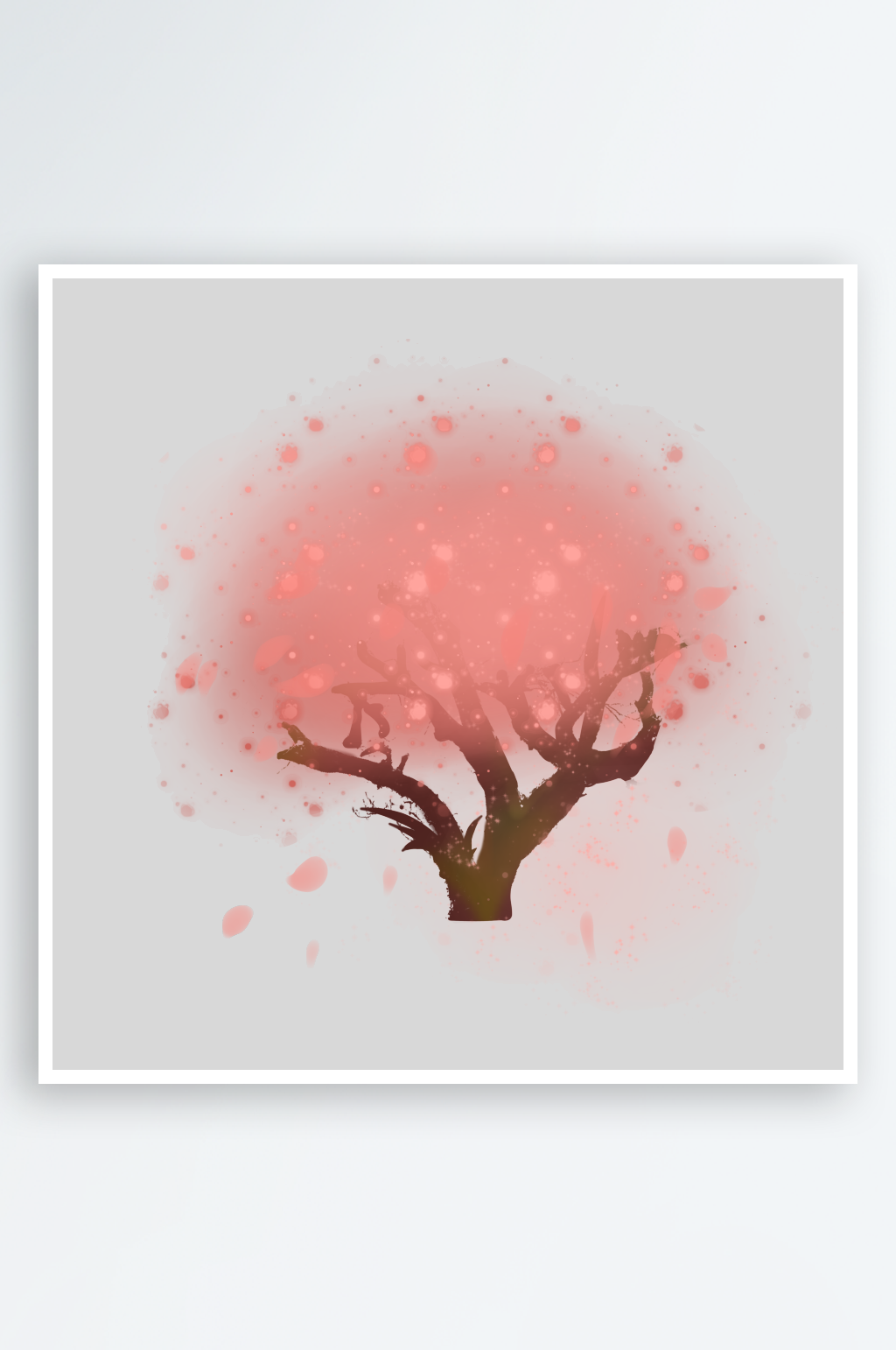 粉色桃花樱花树花瓣花朵素材
