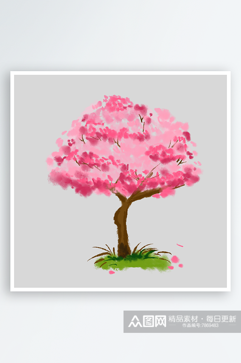 粉色桃花樱花树花瓣花朵素材