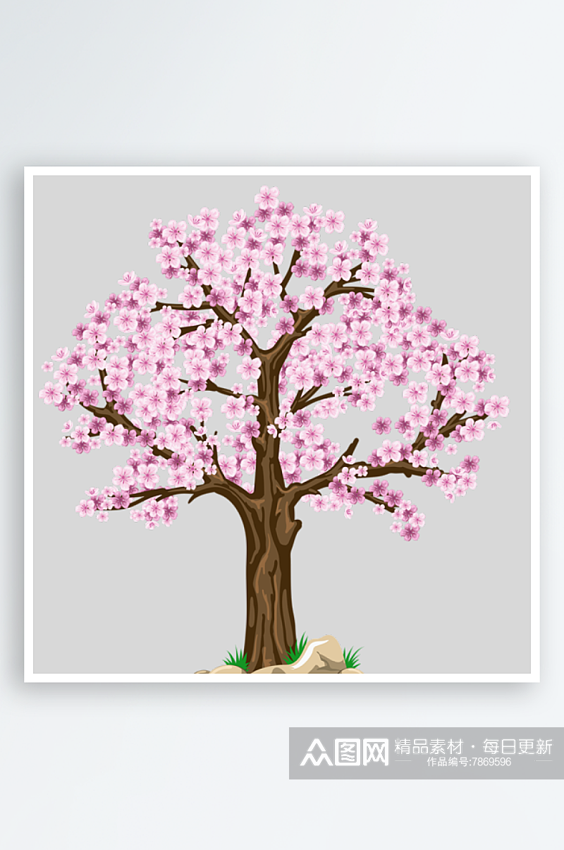 春天粉色樱花树花瓣花朵素材