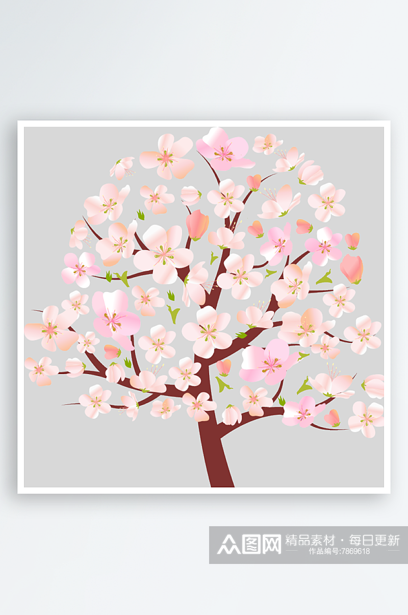 粉色桃花樱花树花瓣花朵素材